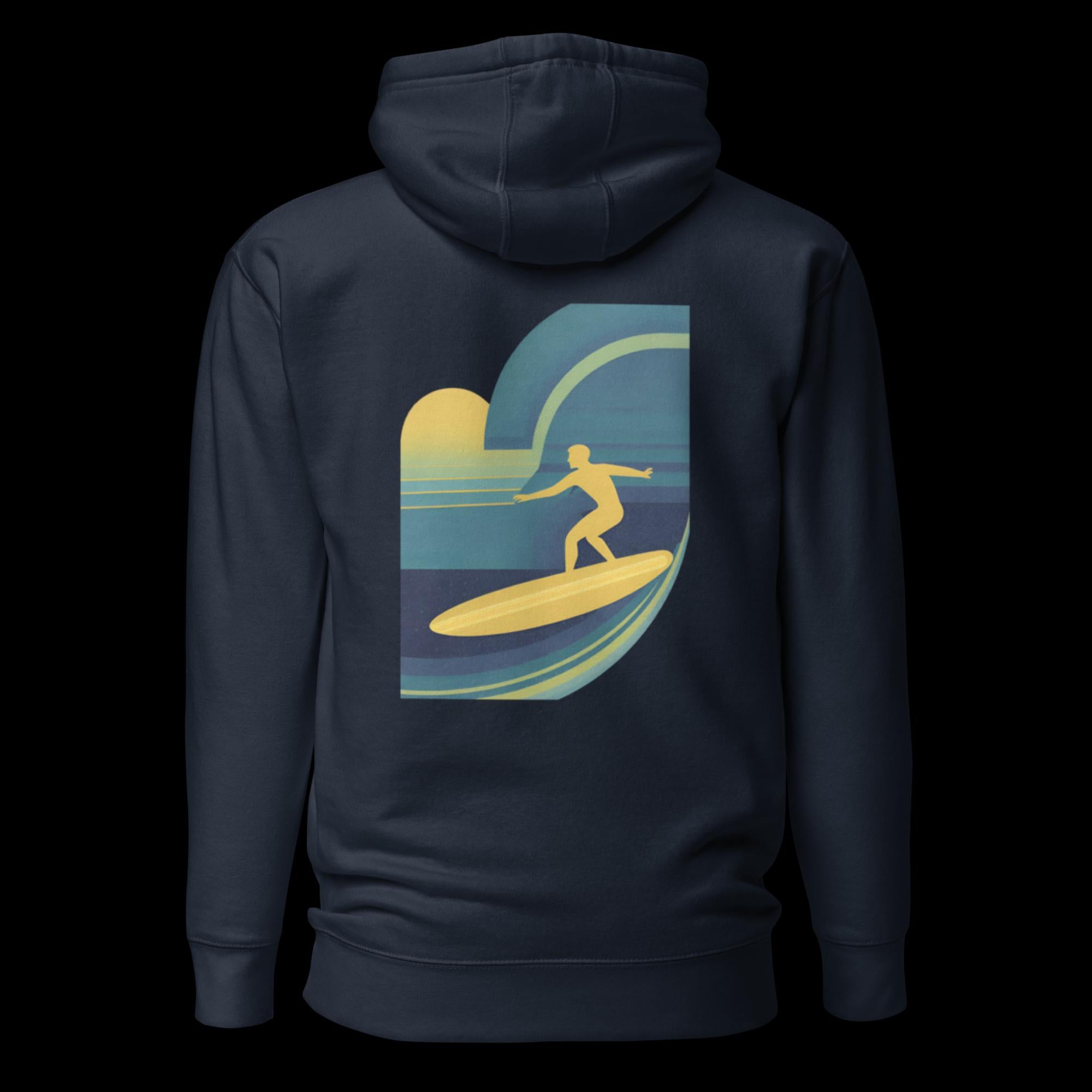 Surfer on a Heavy Blend Blue Hoodie